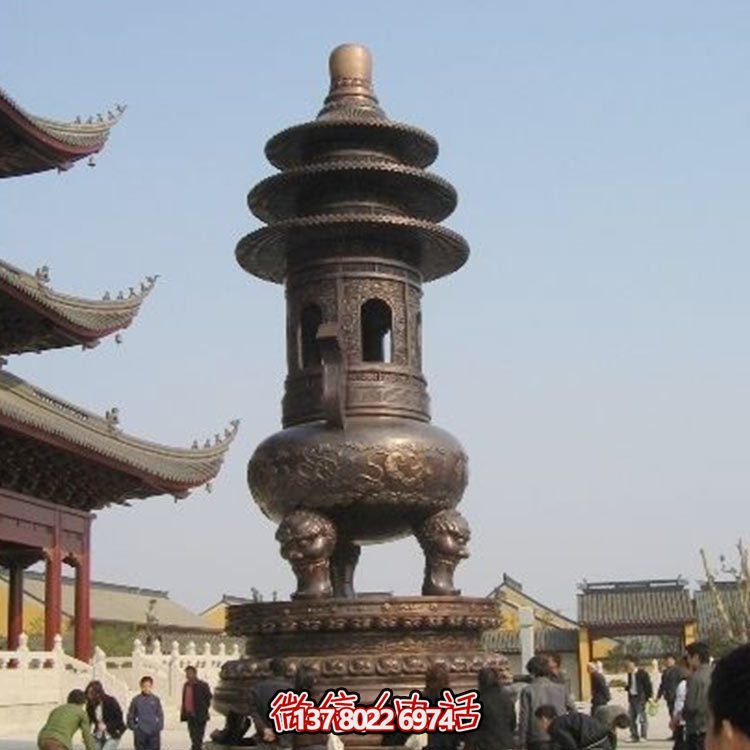 精美鑄銅大型寶蓋香爐，祈福燒香進寶