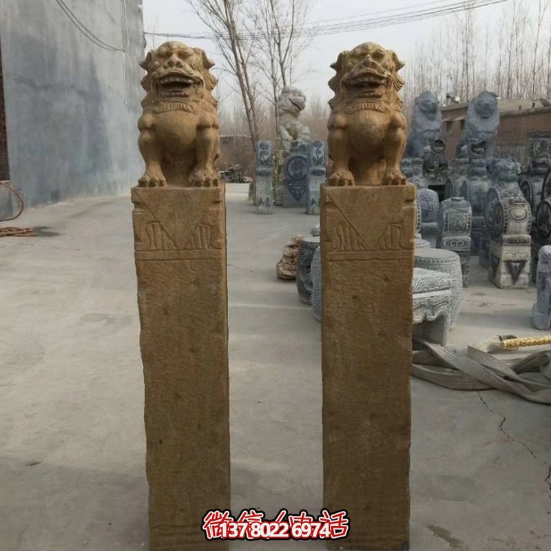 砂巖拴馬柱擺件，為你的寺廟門口增添優雅氣息
