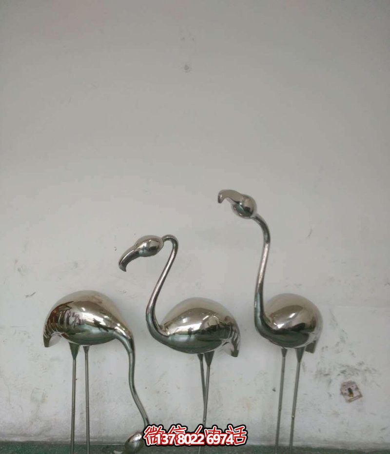 不銹鋼火烈鳥雕塑，拋光精美