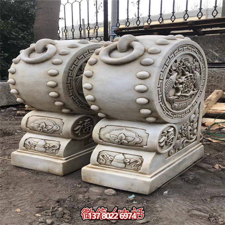 精美大理石石雕抱鼓雕塑，讓庭院門(mén)口煥然一新