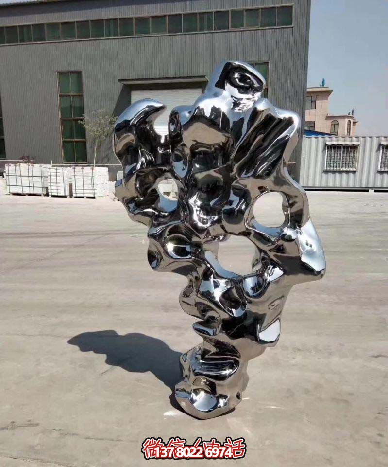 不銹鋼鏡面戶(hù)外景觀擺件太湖石雕塑