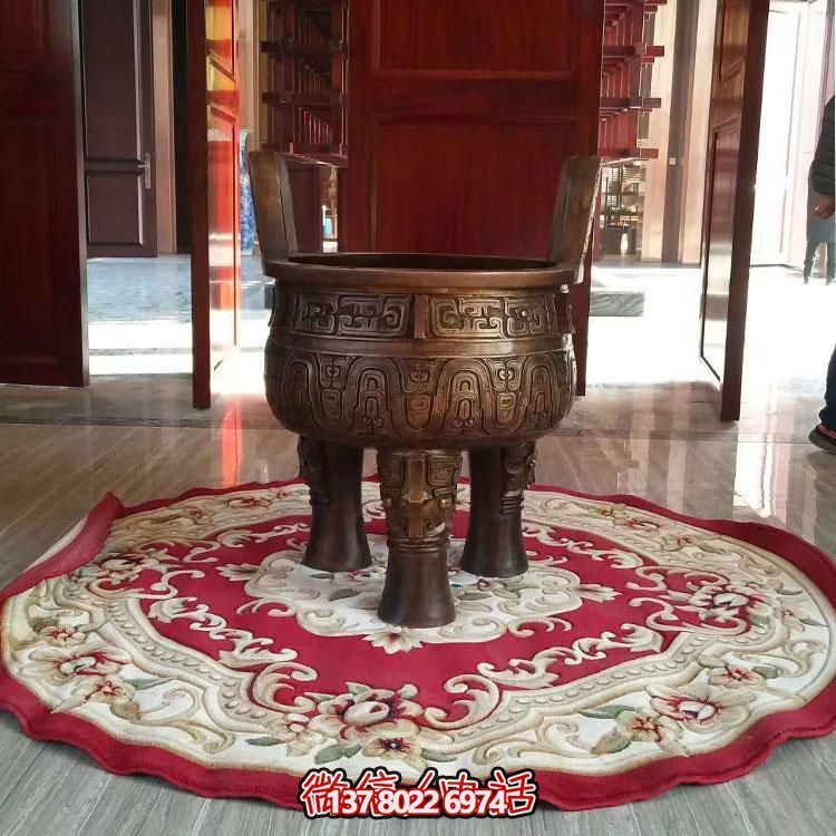 純銅鼎仿古香爐擺件，圓潤家居裝飾