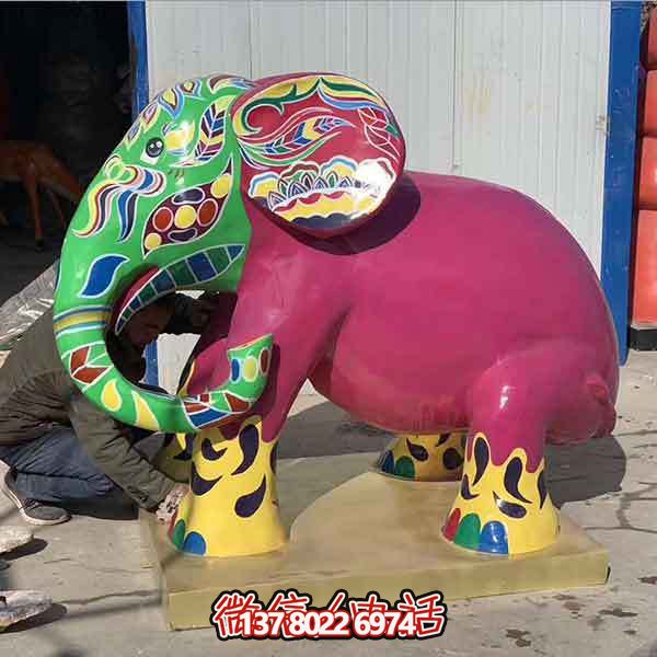 玻璃鋼雕塑大象，彩繪園林景觀