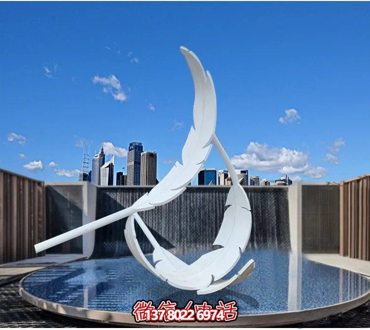 大型不銹鋼鏡面羽毛雕塑，創意園林景觀裝置