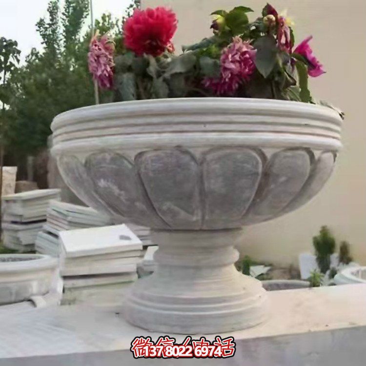 精美大理石石雕花缽，讓您的別墅、小區、戶外更加美觀