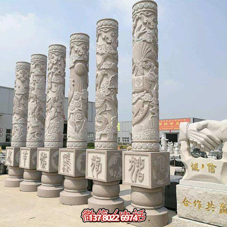 大理石石雕龍柱，給你家戶外廣場帶來全新的裝飾效果