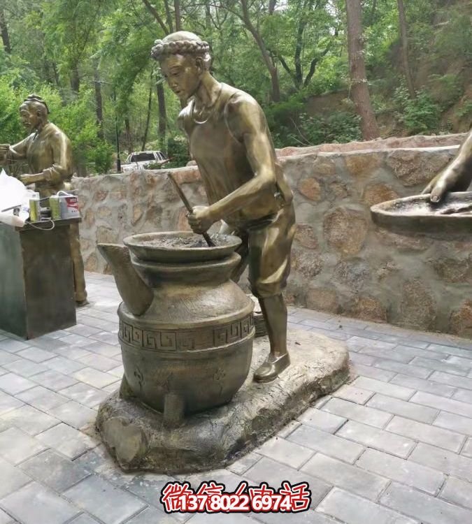 仿銅情景人物玻璃鋼雕塑，環(huán)境美化街道戶外小品