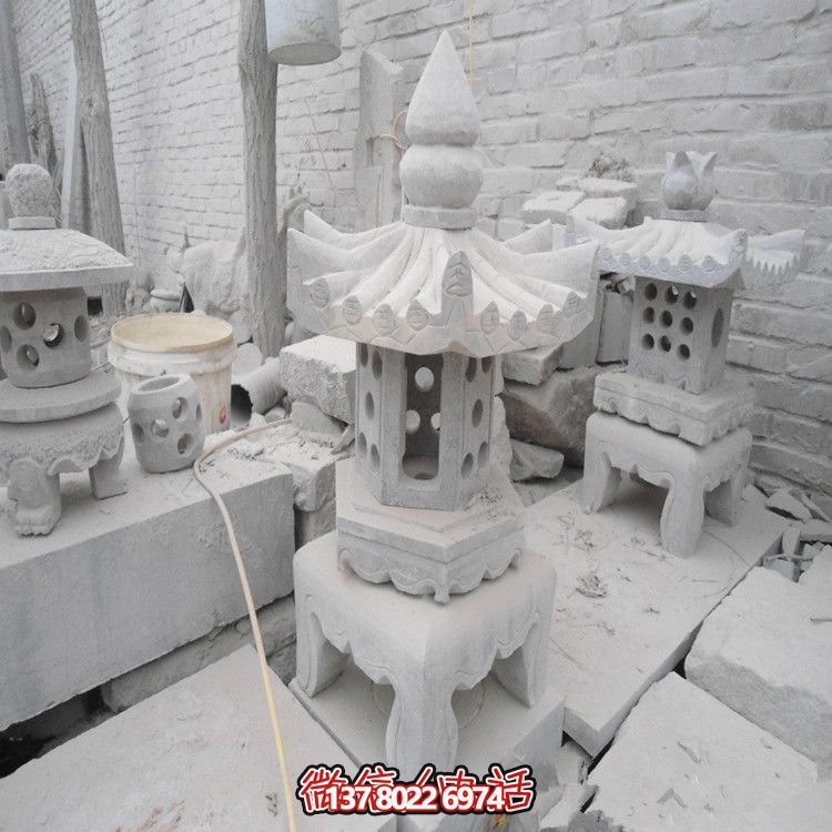 精美石燈鏤空大理石裝飾擺件，點(diǎn)亮你的漢白玉庭院