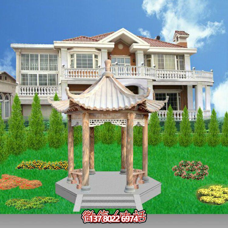 中式風格涼亭，寧靜休息，美景欣賞