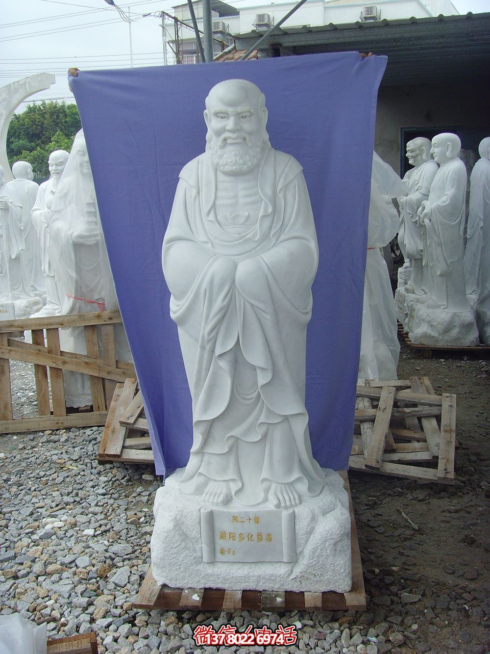 漢白玉制石雕十八羅漢雕塑，藝術擺件裝點廟宇