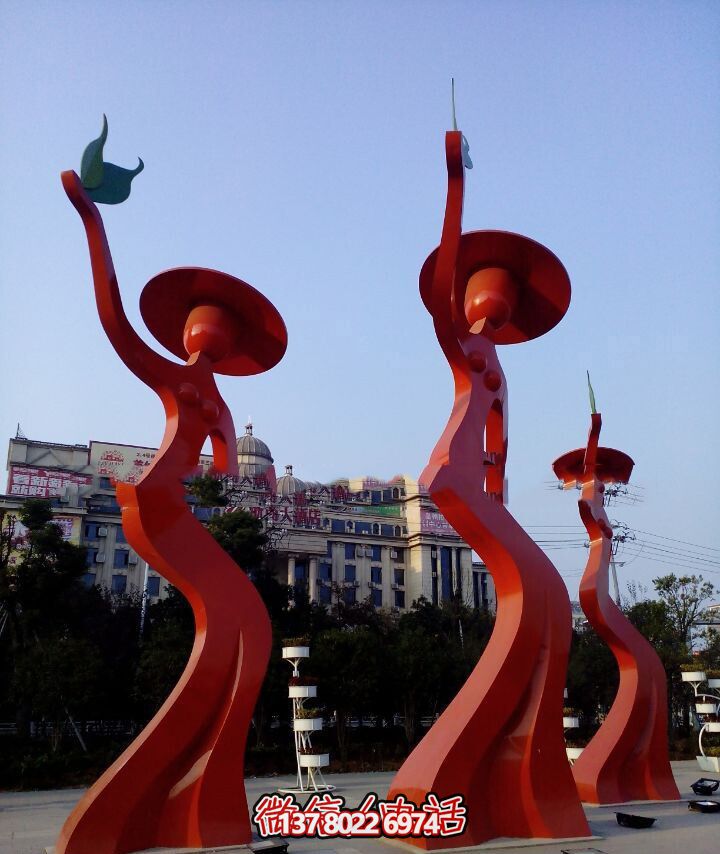 商業(yè)廣場(chǎng)不銹鋼跳舞的抽象人物雕塑