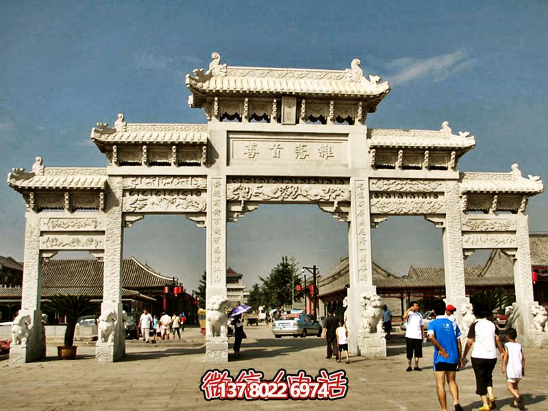 古城景區寺院漢白玉五門斗拱石雕牌坊 古城景區寺院漢白玉五門斗拱石雕牌坊