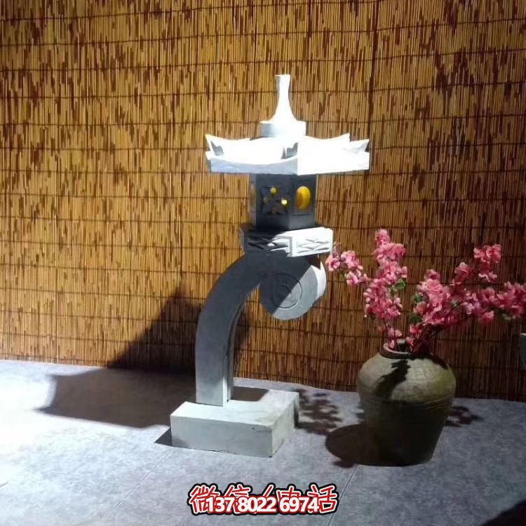 石燈籠日式仿古青石戶外花園擺件太陽能石燈 石燈籠日式仿古青石戶外花園擺件太陽能石燈