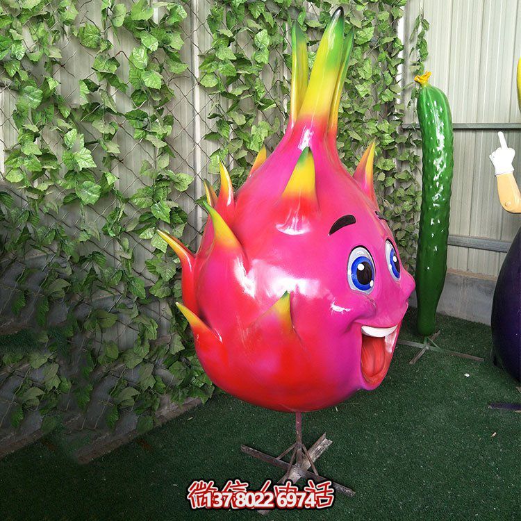 玻璃鋼火龍果，火龍果卡通公仔