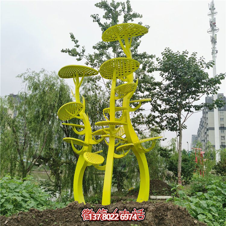 不銹鋼抽象樹，網狀樹葉樹冠